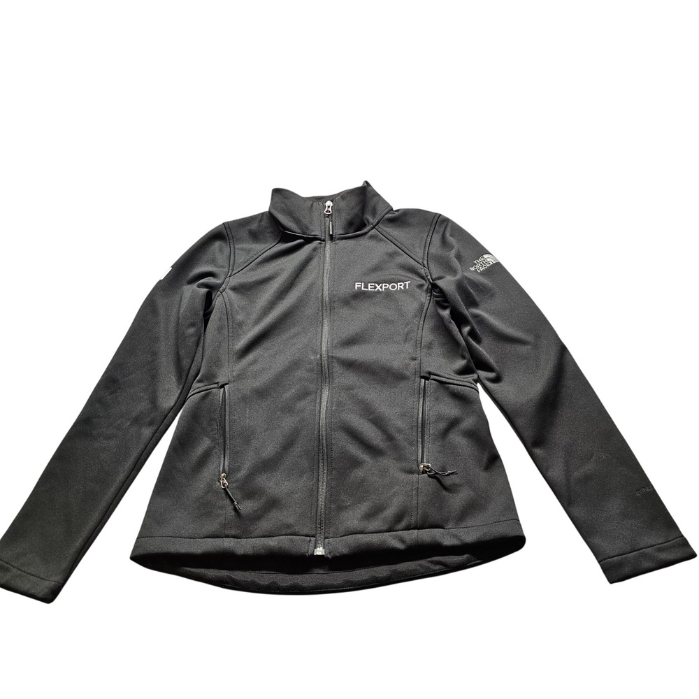 The North Face Flexport Softshell Jacket Womens S Black Windwall Full Zip Coat